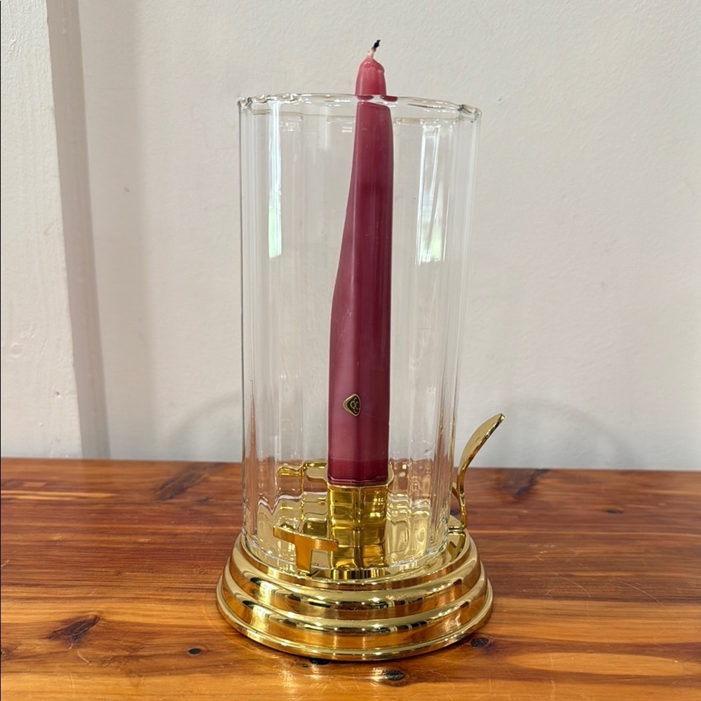 PartyLite Brass Chamber Lamp w/ Taper Candle